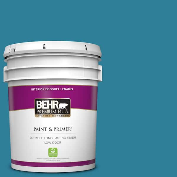 BEHR PREMIUM PLUS 5 gal. #M480-6 Valley of Glaciers Eggshell Enamel Low Odor Interior Paint & Primer