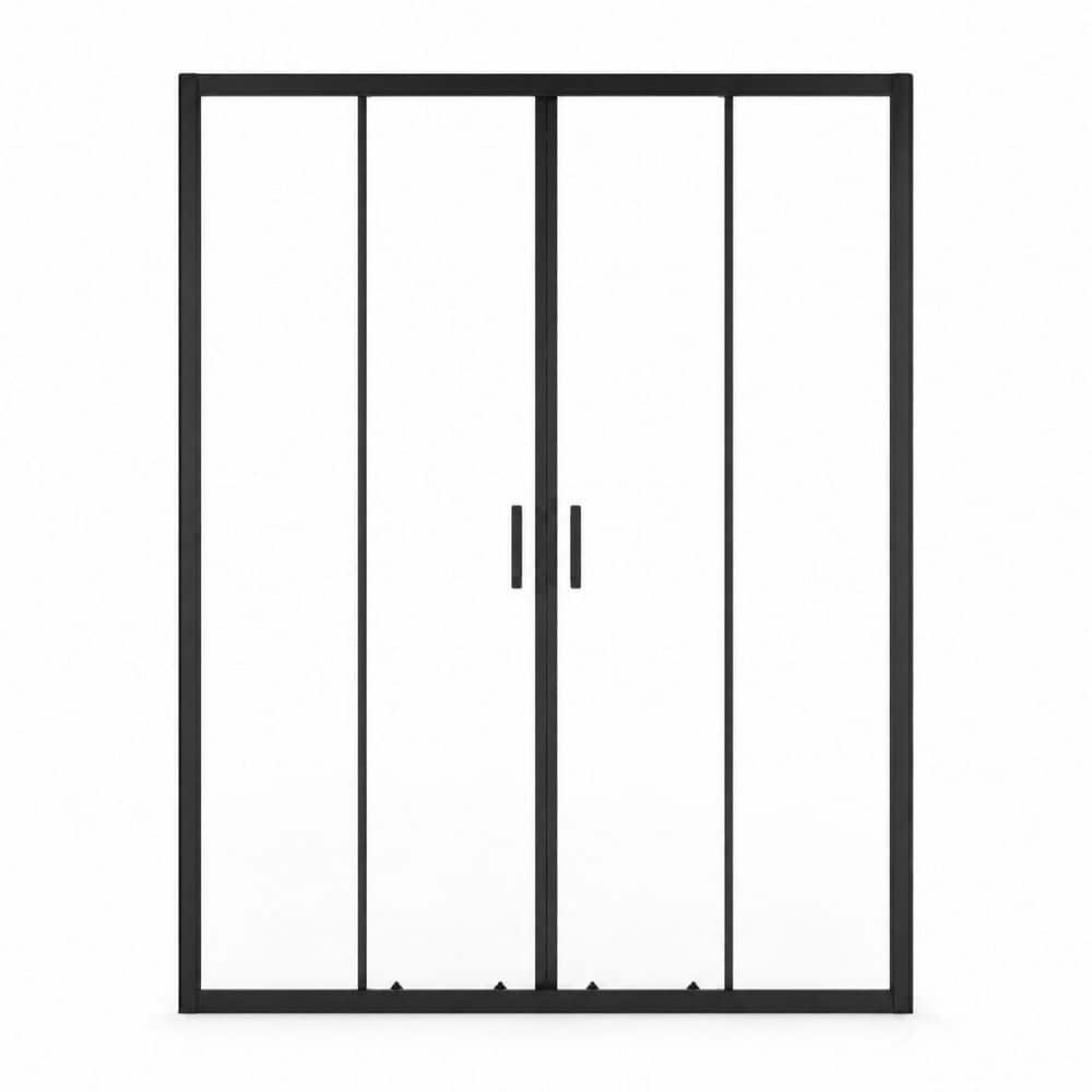 60 in.W x 72 in. H Double Sliding Framed Shower Door in Black with 1/4 in. (6mm) Clear Tempered Glass price history on PriceWatchPro
