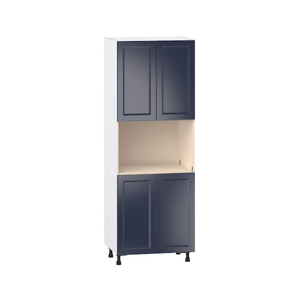 Laramie 30 in. W x 24 in. D x 84.5 in. H Assembled Microwave Pantry Kitchen Cabinet in Painted Blue