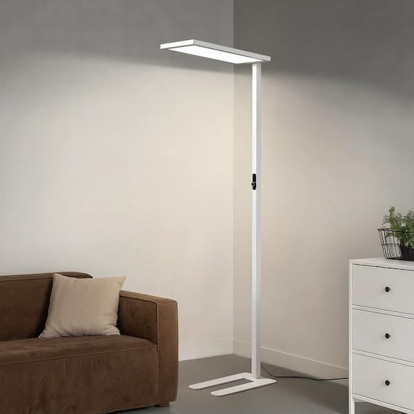 KAISITE 81 in. White 1-Light Modern Dimmable LED Standard Floor Lamp 4000K Natural Daylight Tall Floor Lamp for Living Room