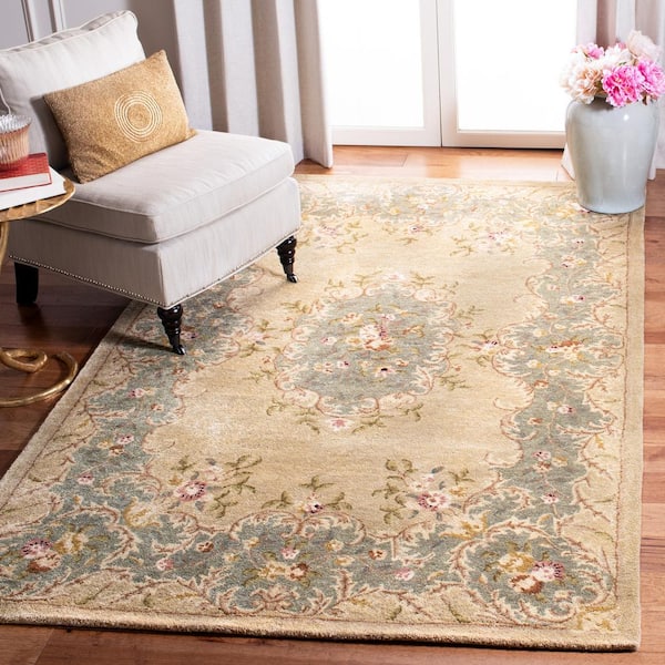 Bergama Ivory/Light Blue Doormat 2 ft. x 3 ft. Border Area Rug
