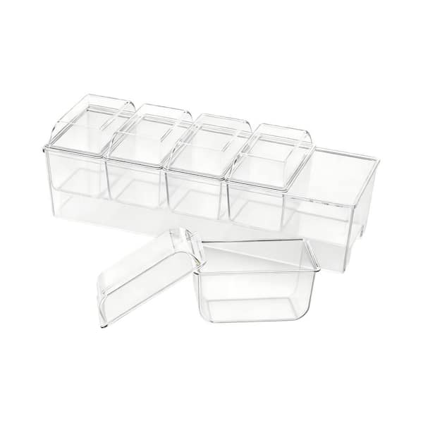 15.3 in. Plastic Condiment Servers and Serving Tray Platter for Bar, Fruit, Salad, Taco and Party Garnish (1-Pack)