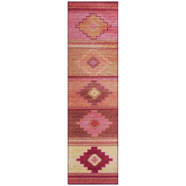 Addison Rugs Sonora Pink 2 ft. 3 in. x 7 ft. 6 in. Geometric Indoor/Outdoor Area Rug