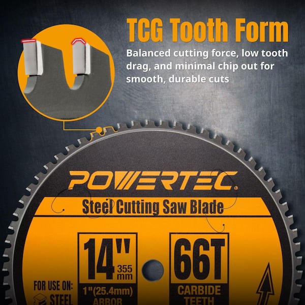 14 in. x 66-Tooth Cold Saw Blade, 1 in. Arbor, Steel Cutting Saw Blade, TCG Cemented Carbide Teeth