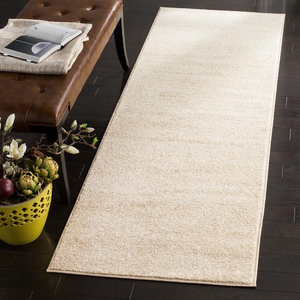 Adirondack Champagne/Cream 3 ft. x 12 ft. Solid Runner Rug