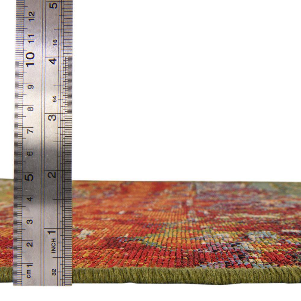 Colorful Abstract Synthetic Outdoor Rectangular Rug 8' x 11'