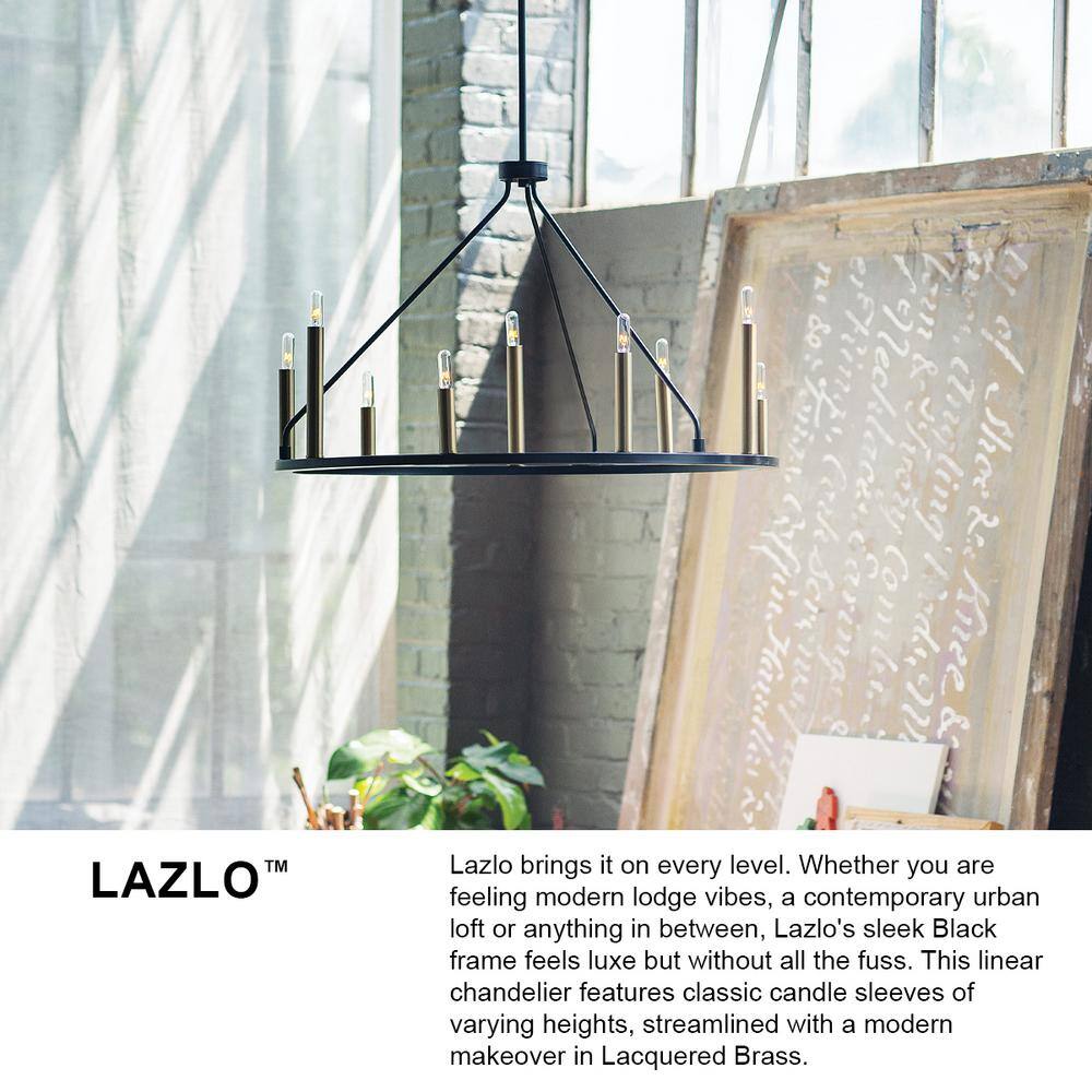 Lazlo Black and Brass 12-Light Candle Chandelier