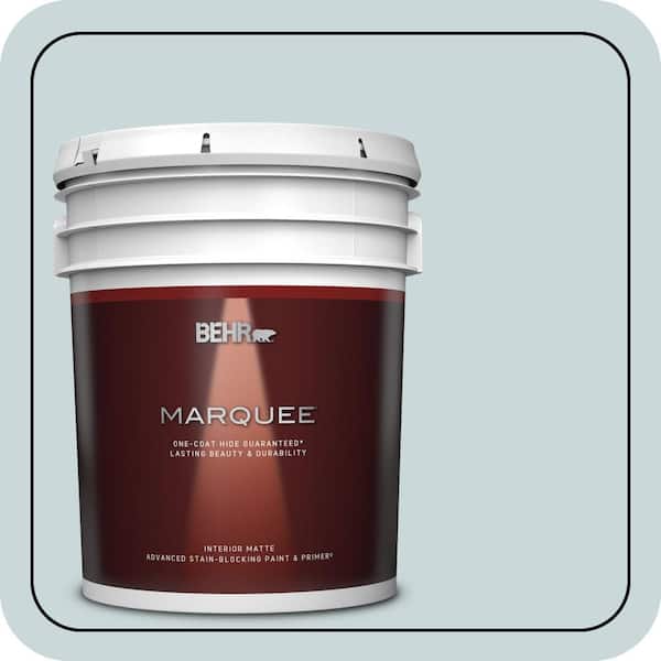 BEHR MARQUEE 5 gal. #PPU13-16 Offshore Mist One-Coat Hide Matte Interior Paint & Primer