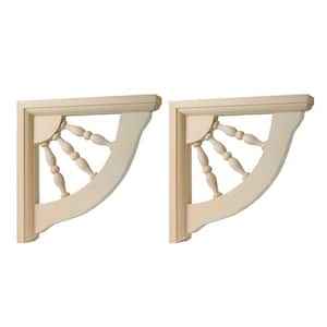 Decorative Spindle Brackets Set of 2 - 1.5 in. x 7 in. x 7 in. - Solid Unfinished Hardwood - Bracket Includes Hardware