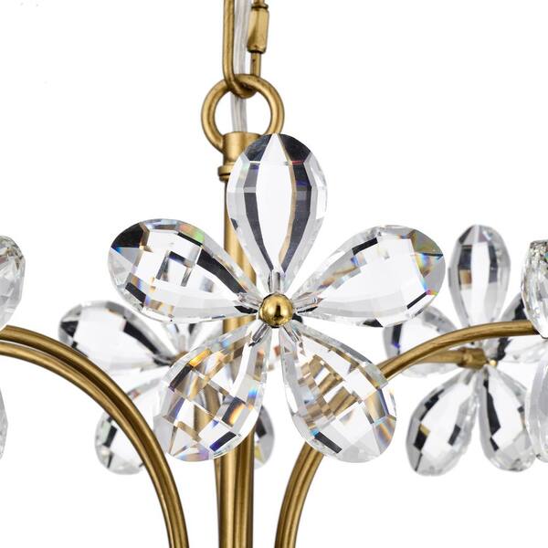 Jojospring Teresa 6-Light Brushed Brass Finish Crystal Glass