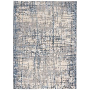Rush Ivory Blue 5 ft. x 7 ft. Abstract Contemporary Area Rug