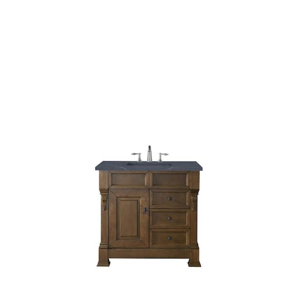 James Martin Vanities Brookfield 36 in. W x 23.5 in. D x 34.3 in. H Bathroom Vanity in Country Oak with Quartz Top in Charcoal Soapstone