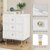 BYBLIGHT Fenley White Gold 3-Drawer Nightstand