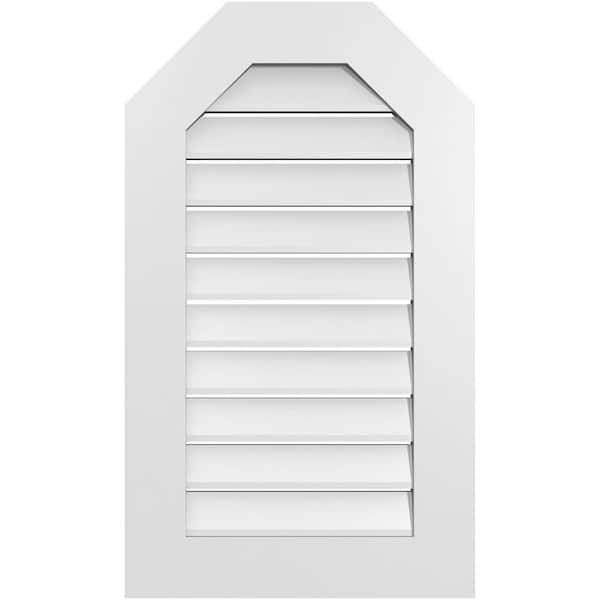 Ekena Millwork 20 in. x 34 in. Octagonal Top Surface Mount PVC Gable Vent: Functional with Standard Frame