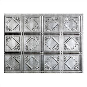 18.25 in. x 24.25 in. Crosshatch Silver Traditional Style # 4 PVC Decorative Backsplash Panel