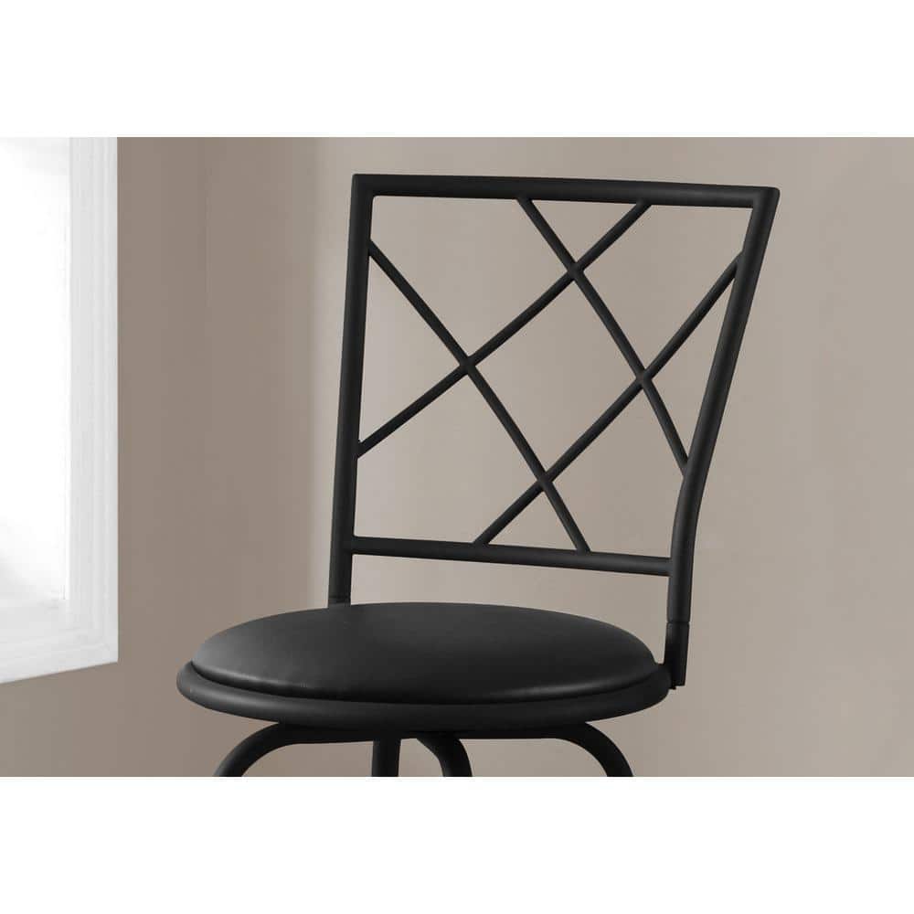 Black Metal Swivel Bar Stool with Leather Seat, Set of 2