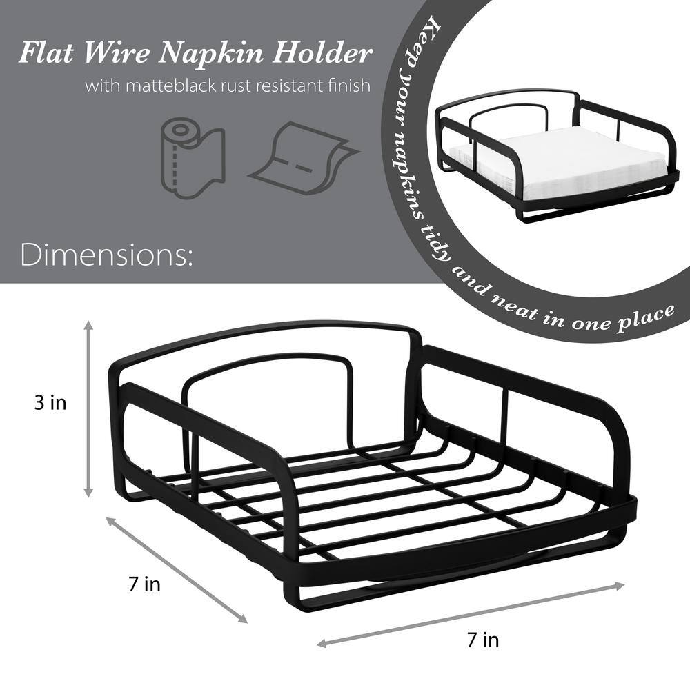 Matte Black Industrial Steel Napkin Holder with Raised Base
