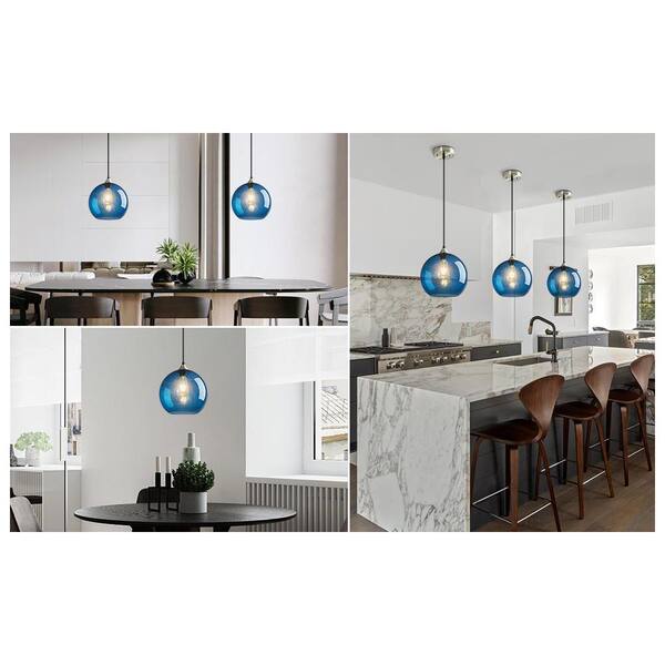 ZHLWIN Home Lighting ‎60 Watts 1-Light 9.84 in. Blue Glass Pendant