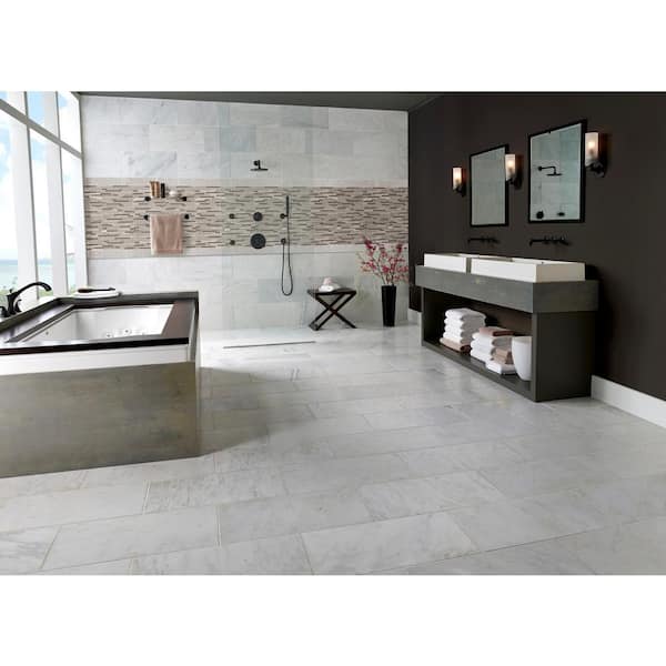 Take Home Tile Sample - Modello Grigio Interlocking 4 in. x 4 in. Glass Stone Mesh-Mounted Mosaic Tile