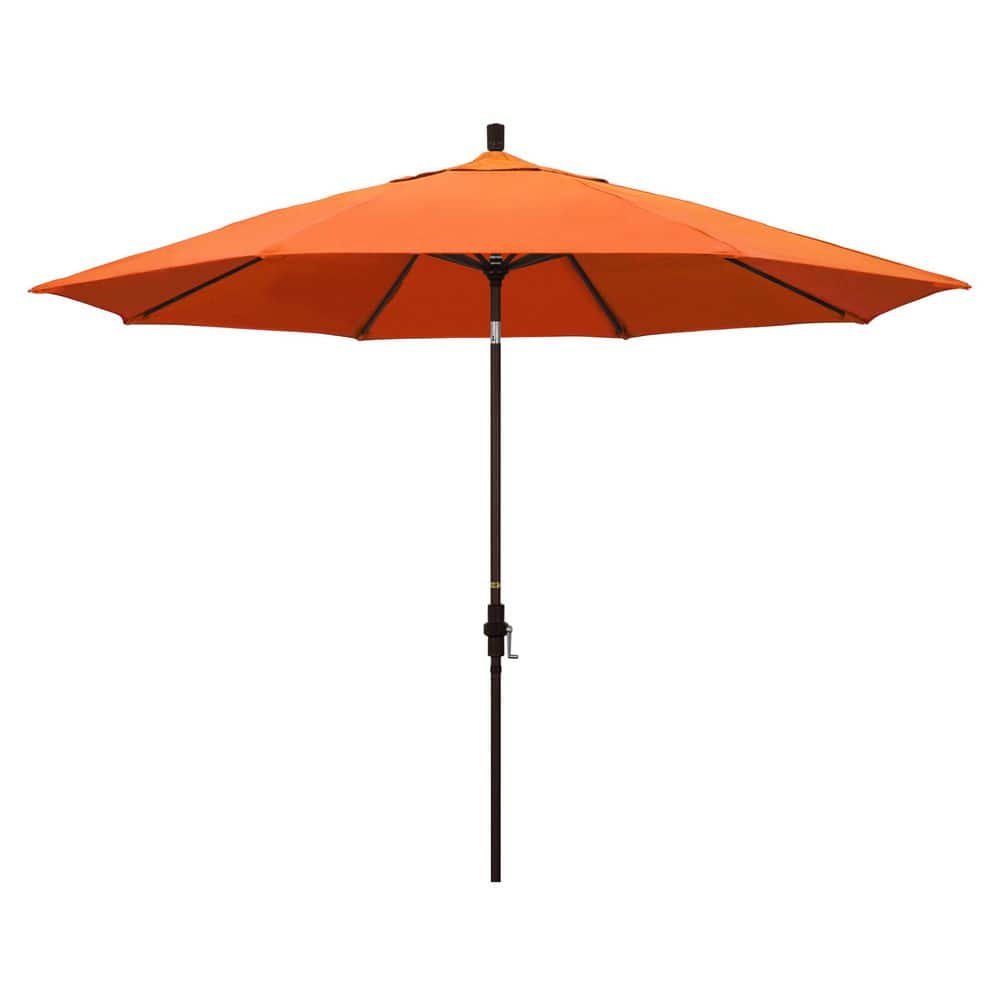 11 ft. Bronze Aluminum Market Patio Umbrella with Aluminum Ribs Collar Tilt Crank Lift in Tangerine Sunbrella price history on PriceWatchPro