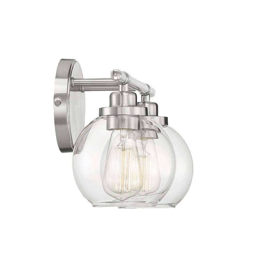 Carson Satin Nickel 2-Light Vanity with Clear Glass Shades