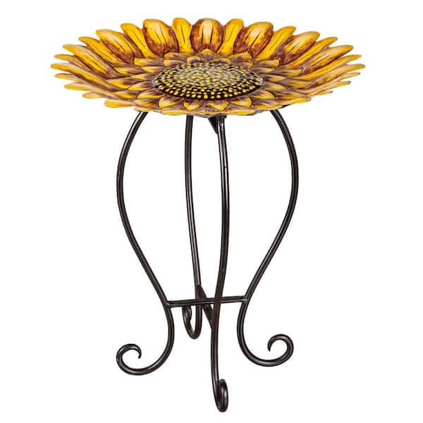 Evergreen Enterprises 19 in. Metal Sunflower Birdbath
