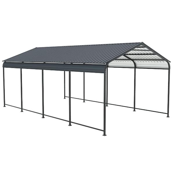 12 ft. W x 21 ft. D x 8.8 ft. H Charcoal All-Weather Metal Carport with Galvanized Steel Roof and Frame