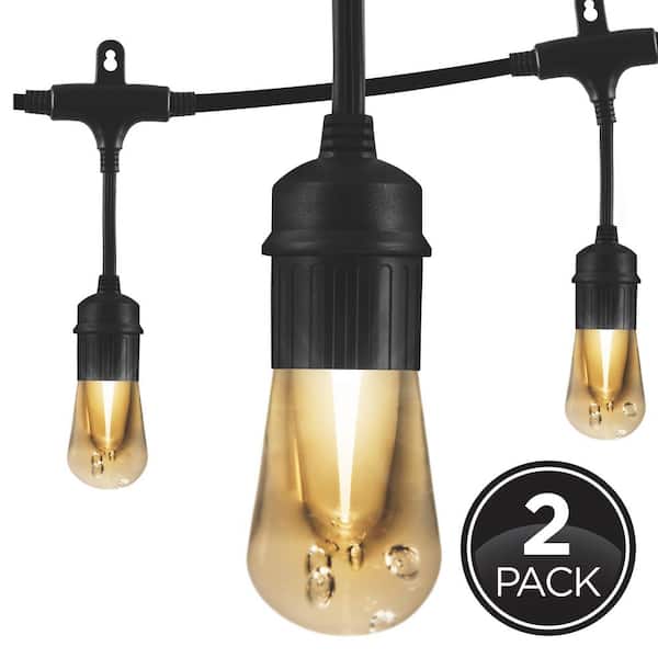 Enbrighten Bulb 12 ft. Outdoor/Indoor LED String Light with Black Cord,  Acrylic Edison Bulbs (2-Pack) 60428 The Home Depot