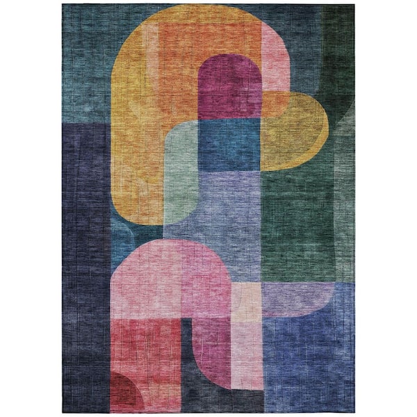 Chantille Machine Washable Indoor/Outdoor Abstract ACN1122 Green 8 ft. x 10 ft. Area Rug