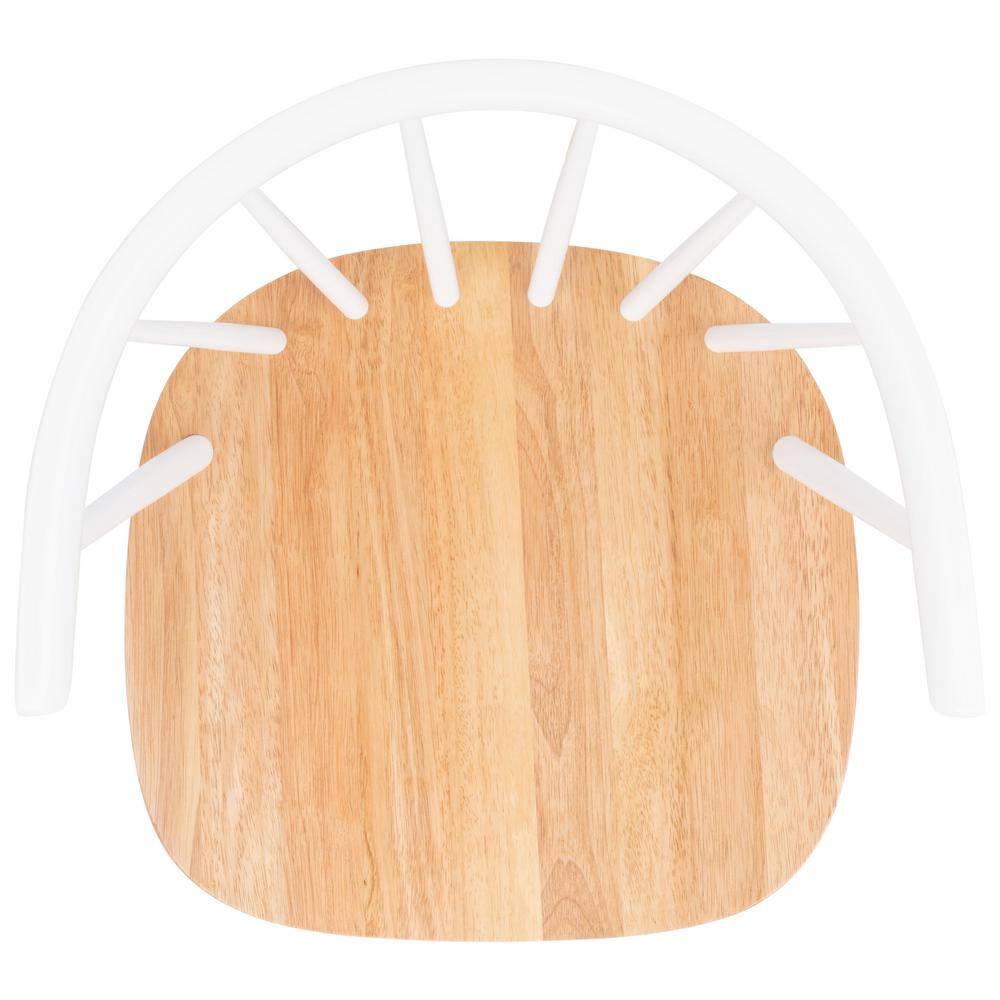 Natural and White Wood Spindle Dining Chair Set