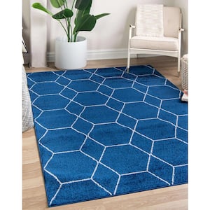 Blue Hand-Woven Wool Modern Flat Modern Weave Rug, 4' x 6', Area Rug