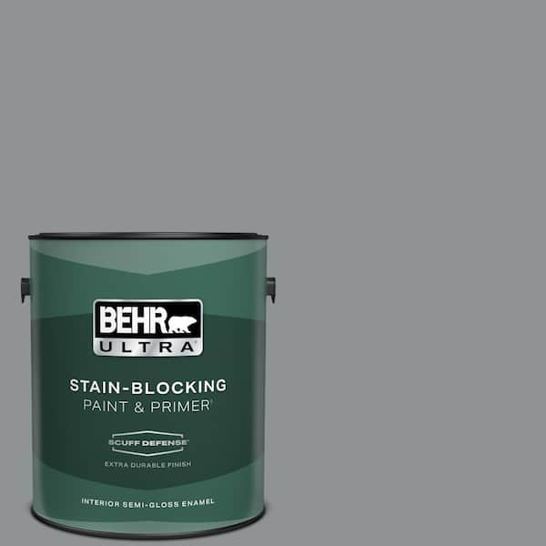 BEHR ULTRA 1 gal. #PPU26-05 Flint Gray Extra Durable Semi-Gloss Enamel Interior Paint & Primer