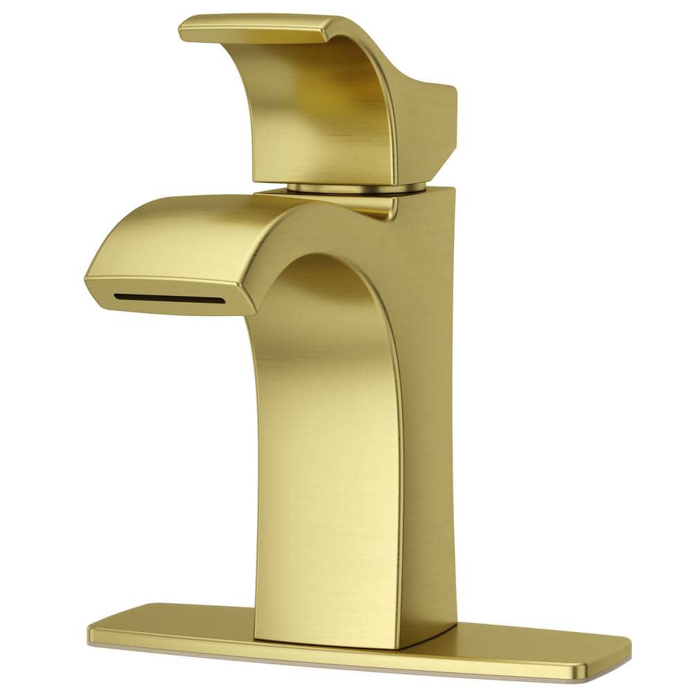 Brushed Gold Single Handle High Arc Bathroom Faucet