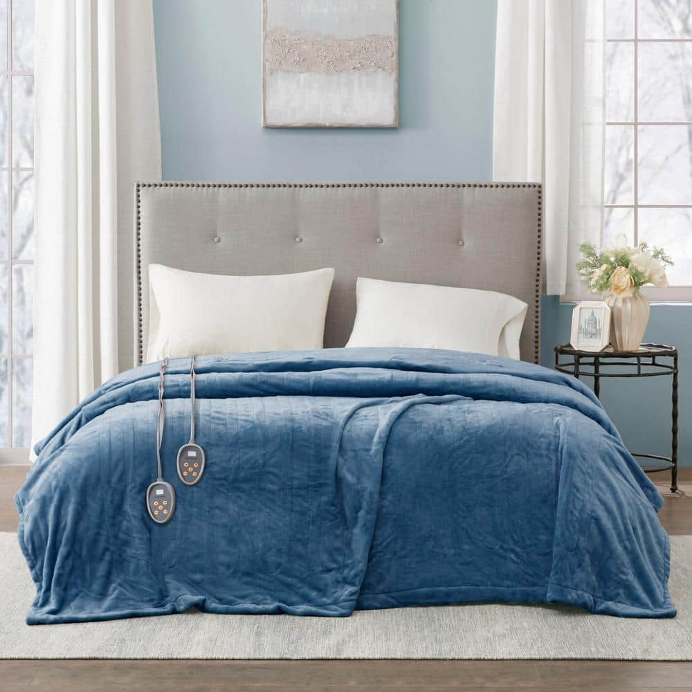 King Blue Knitted Reversible Machine Washable Blanket