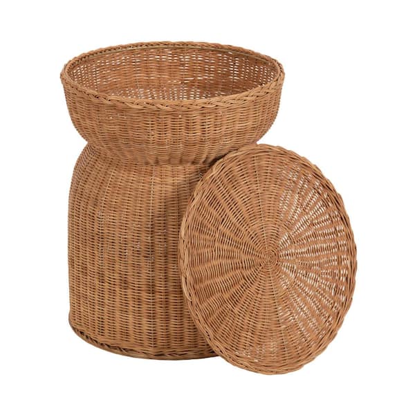 Kate and Laurel Thatch 16 in. Natural Round Natural Material End Table