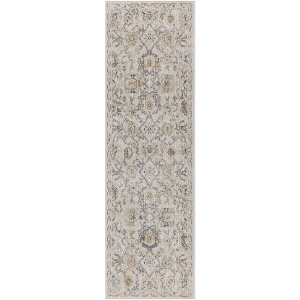 Nourison Oushak Home Grey 2 ft. x 8 ft. Floral Traditional Runner Area Rug