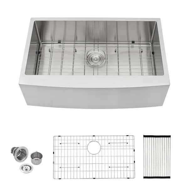 Sarlai Farmhouse Sink 16 Gauge Stainless Steel 33 In Single Bowl