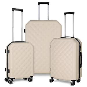 3-Piece Luggage Set with Luxe Sherpa Blanket - Beige with Yellow Snowflake