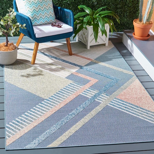 Sarasota Blue/Light Green 4 ft. x 6 ft. Trellis Area Rug