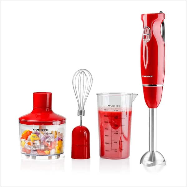 OVENTE Ultra-Stick 2-Speed Red Hand Immersion Blender Set with Whisk+Beaker+Chopper  HS565R - The Home Depot