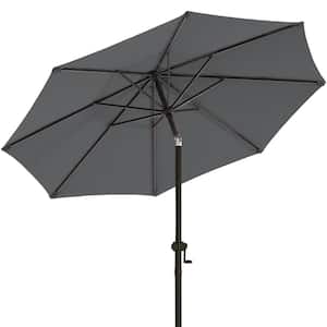 11 ft. Aluminum Market Umbrella Outdoor Patio Umbrella with Push Button Tilt Crank Garden, Lawn, Pool in Dark Grey