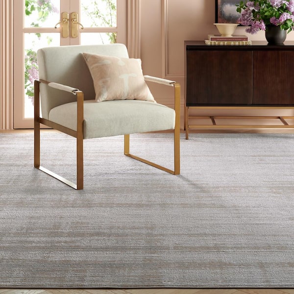 Martha Stewart Gray/Gold 9 ft. x 12 ft. Muted Striped Area Rug