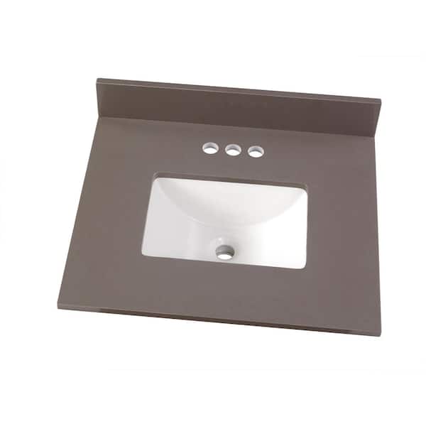 Home Decorators Collection 25 in. W x 22 in. D Engineered Marble Vanity Top in Slate Grey with White Single Trough Sink