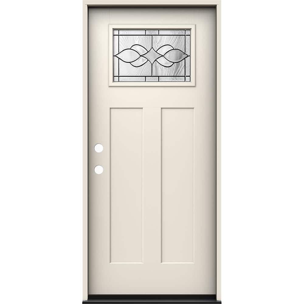 36 in. x 80 in. Right-Hand 1/4 Lite Craftsman Carillon Decorative Glass Primed Fiberglass Prehung Front Door price history on PriceWatchPro