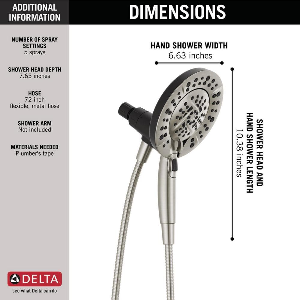 Brushed Nickel 5-Function Handheld Shower Head Combo