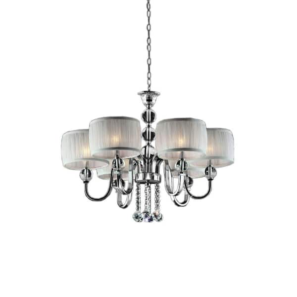 ORE International Modern 6-Light Polished Chrome/Silver Pure Essence Ceiling Lamp