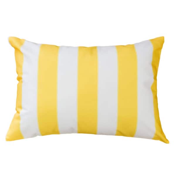 14 x 20 in. Yellow Polyester Outdoor Lumbar Pillow, Waterproof Rectangular Decorative Pillow for Patio Furniture