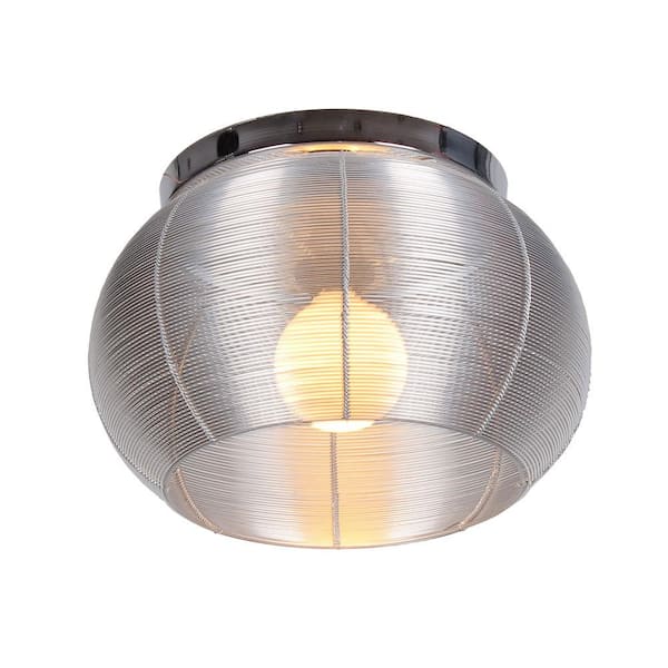 Bromi Design Lenox 13.8 in. 1-Light Round Stainless Steel Flush Mount Ceiling Fixture