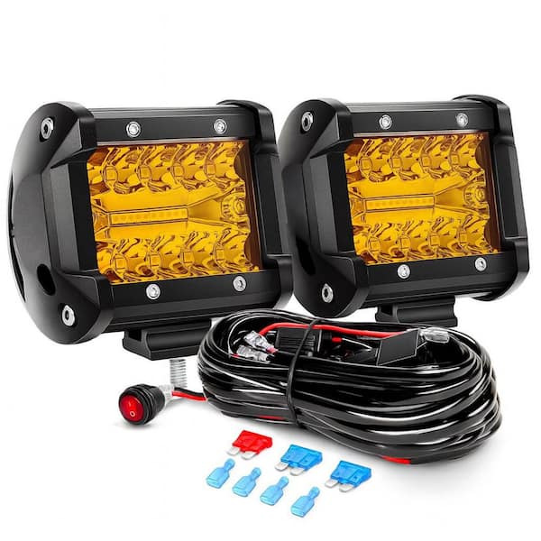 30-Volt 4 in. LED Pod Lights 60W Flood Spot Combo Driving Work Light with Wiring Harness for Offroad Truck ATV (2-Pack)