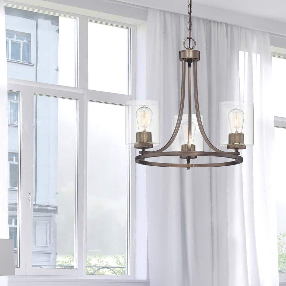 Liam Satin Copper Bronze 20" Transitional 3-Light Chandelier